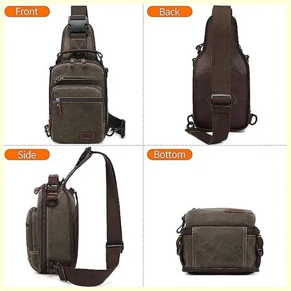 Sling Bag for Men Waxed Canvas Crossbody Bag Chest Bag Water Light Green